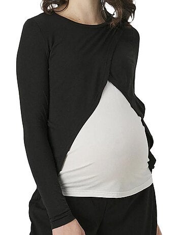 T-shirt de Grávida Vero Moda Lalou Preto/Branco