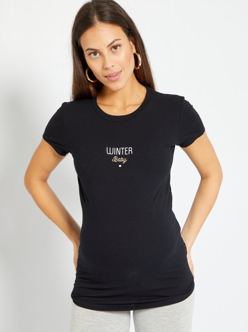 T-shirt de grávida 'Winter baby' PRETO - Kiabi