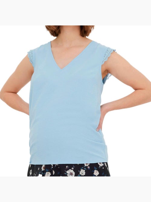 T-Shirt de Gravidez Azul para Mulher Vero Moda Maternity - Kiabi T-Shirt de Gravidez Azul para Mulher Vero Moda Maternity - Kiabi