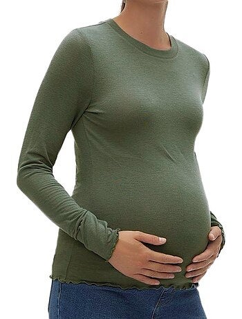 T-shirt de Gravidez de Manga Comprida Verde para Mulher Vero Moda Maternity