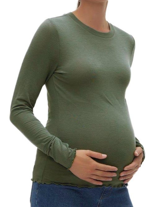 T-shirt de Gravidez de Manga Comprida Verde para Mulher Vero Moda Maternity - Kiabi T-shirt de Gravidez de Manga Comprida Verde para Mulher Vero Moda Maternity - Kiabi
