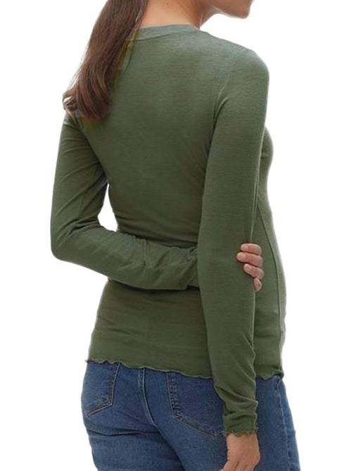 T-shirt de Gravidez de Manga Comprida Verde para Mulher Vero Moda Maternity - Kiabi T-shirt de Gravidez de Manga Comprida Verde para Mulher Vero Moda Maternity - Kiabi