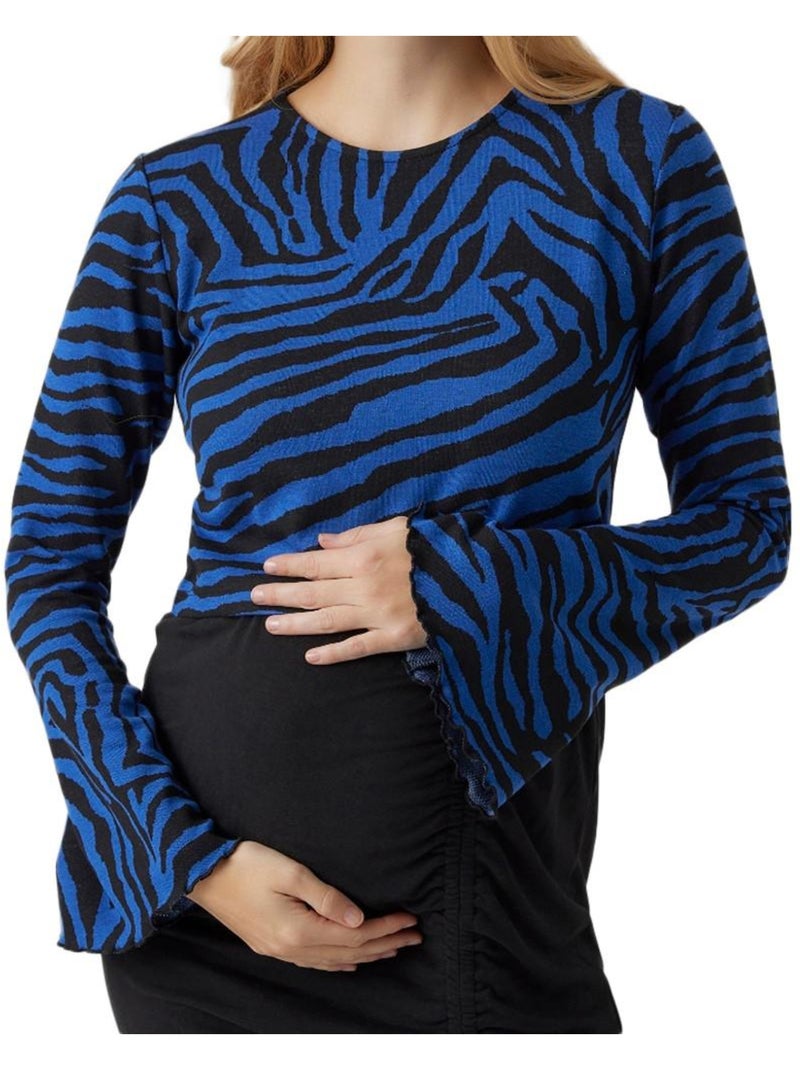 T-shirt de Gravidez Mamalicious Zille para Mulher Preto/Azul Azul - Kiabi
