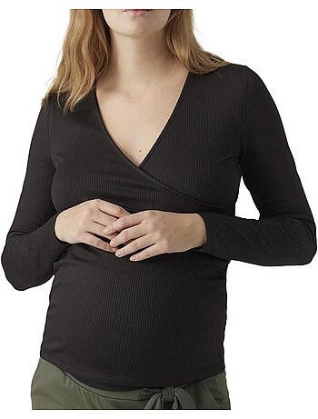 T-shirt de Gravidez Preta para Mulher Vero Moda Maternity Fake