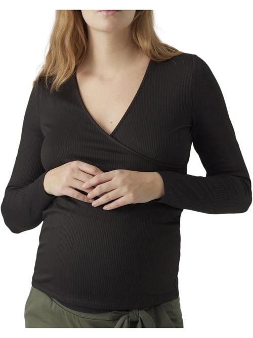 T-shirt de Gravidez Preta para Mulher Vero Moda Maternity Fake - Kiabi T-shirt de Gravidez Preta para Mulher Vero Moda Maternity Fake - Kiabi