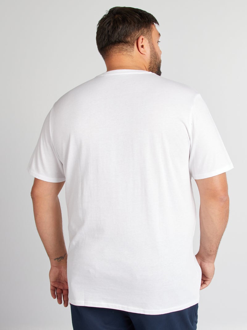 T-shirt de homem em algodão com gola redonda Branco - Kiabi