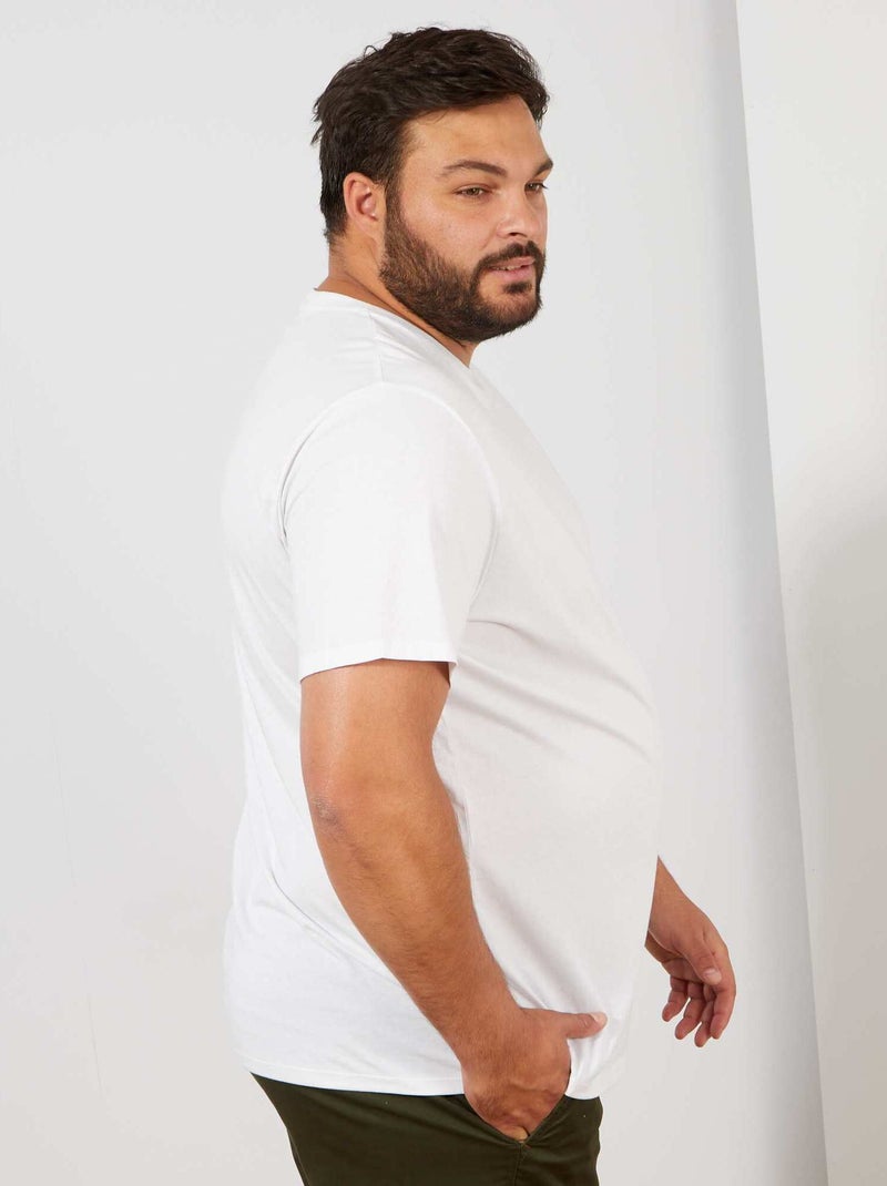 T-shirt de homem em algodão com gola redonda Branco - Kiabi