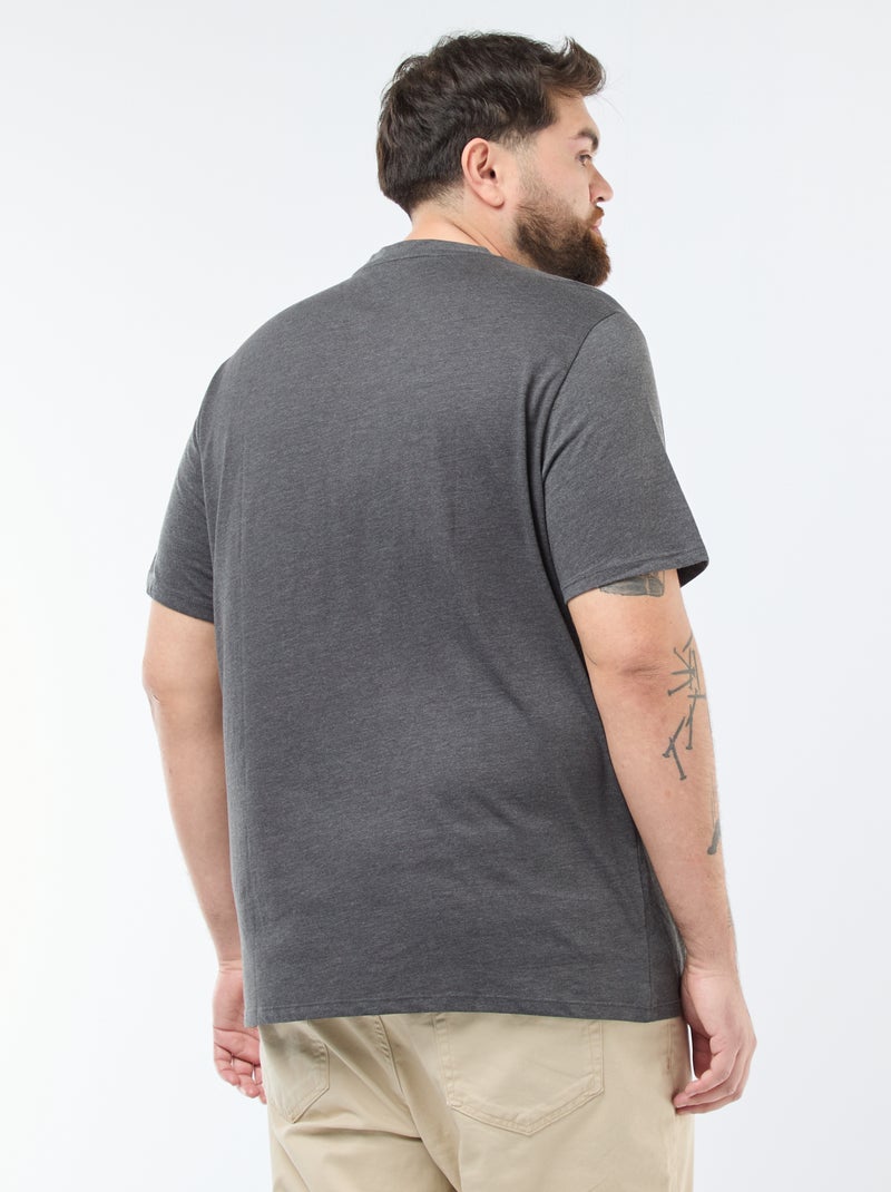 T-shirt de homem em algodão com gola redonda CINZA - Kiabi