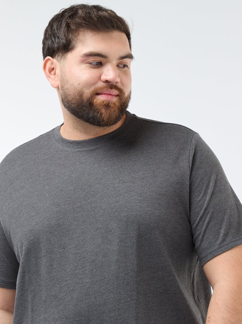 T-shirt de homem em algodão com gola redonda CINZA - Kiabi