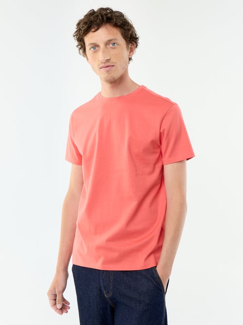 T-shirt de homem em algodão com gola redonda lisa - Kiabi