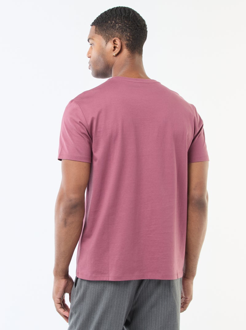 T-shirt de homem em algodão com gola redonda lisa Rosa - Kiabi