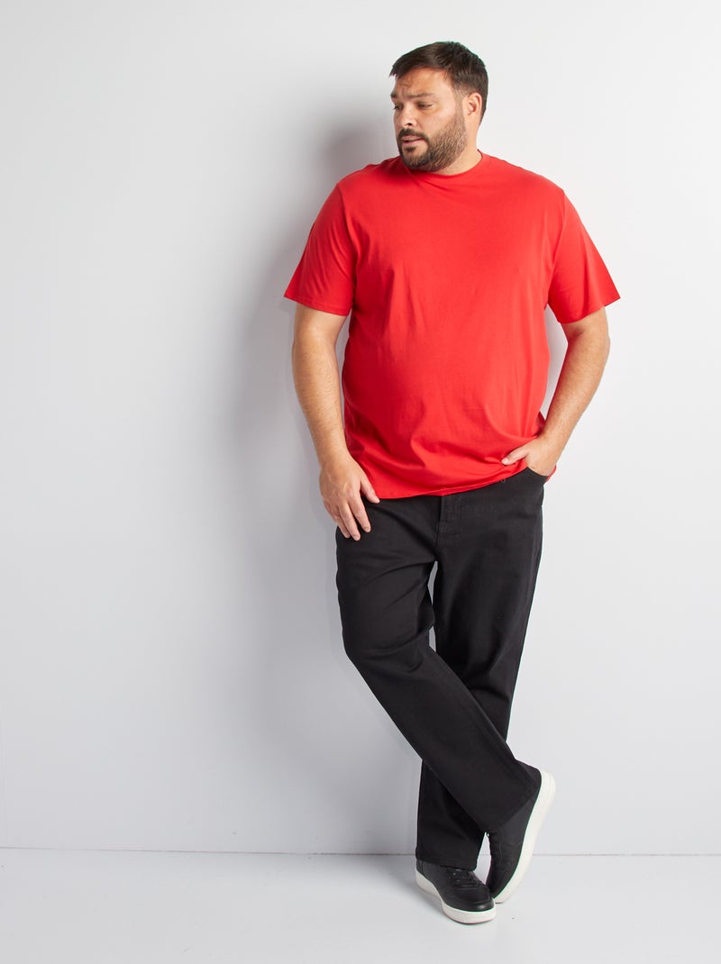 T-shirt de homem em algodão com gola redonda Vermelho - Kiabi