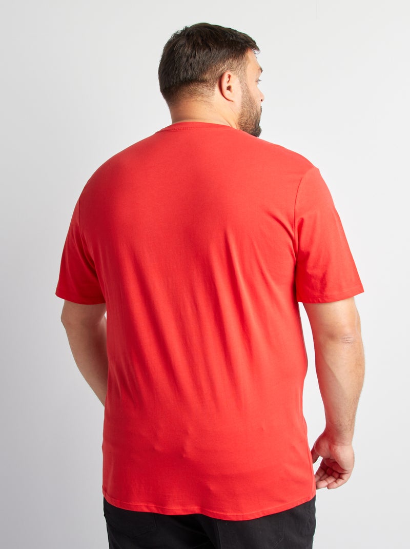 T-shirt de homem em algodão com gola redonda Vermelho - Kiabi