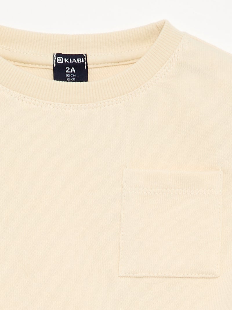 T-shirt de jérsei às riscas Bege - Kiabi
