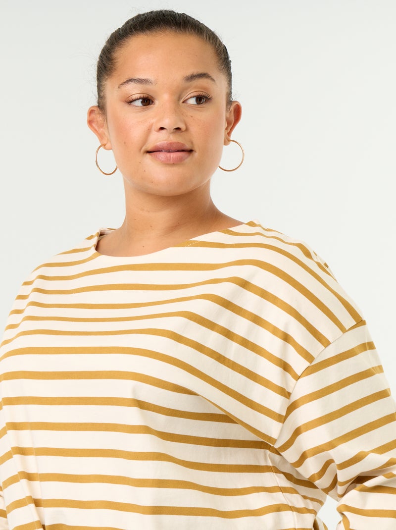 T-shirt de jérsei às riscas de manga comprida Amarelo - Kiabi
