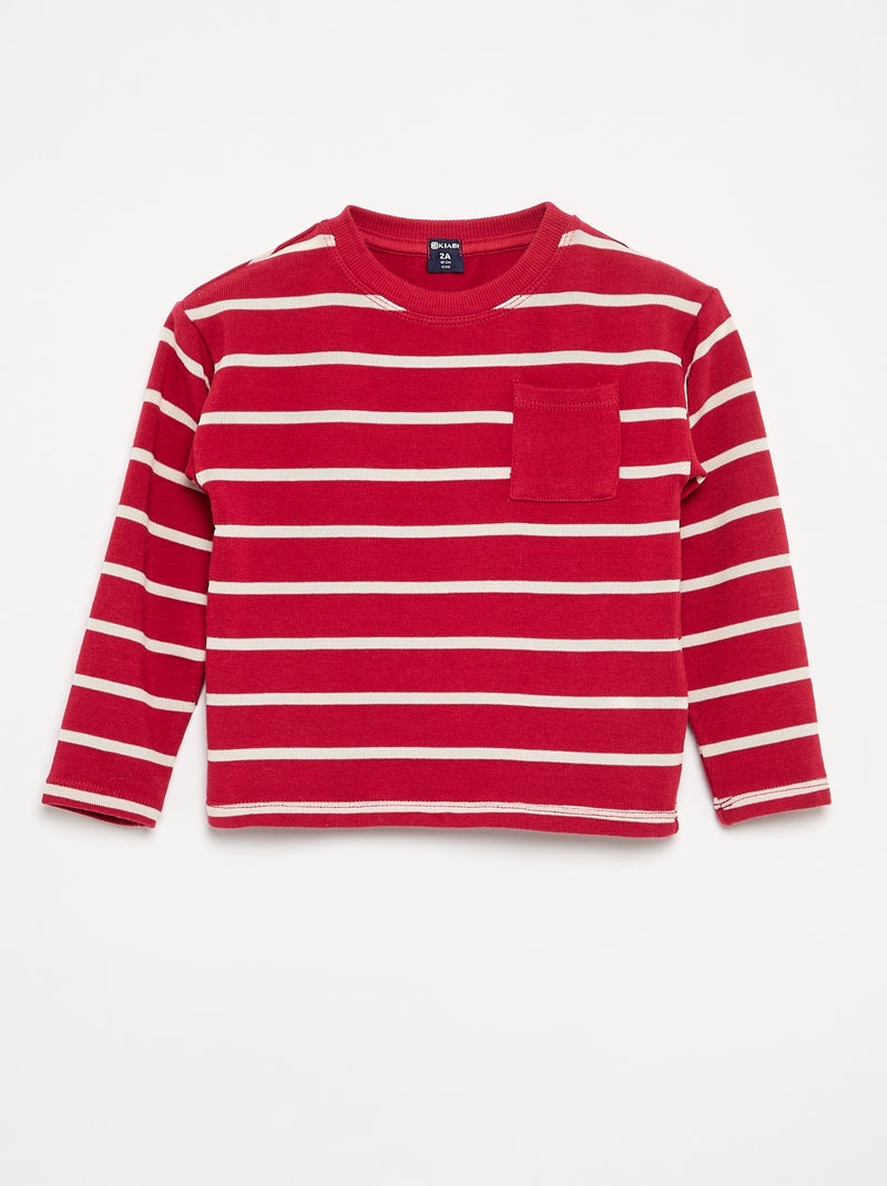 T-shirt de jérsei às riscas Vermelho - Kiabi