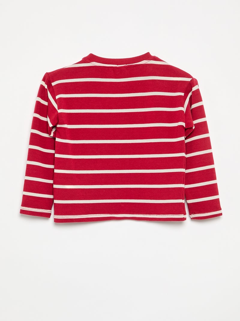 T-shirt de jérsei às riscas Vermelho - Kiabi