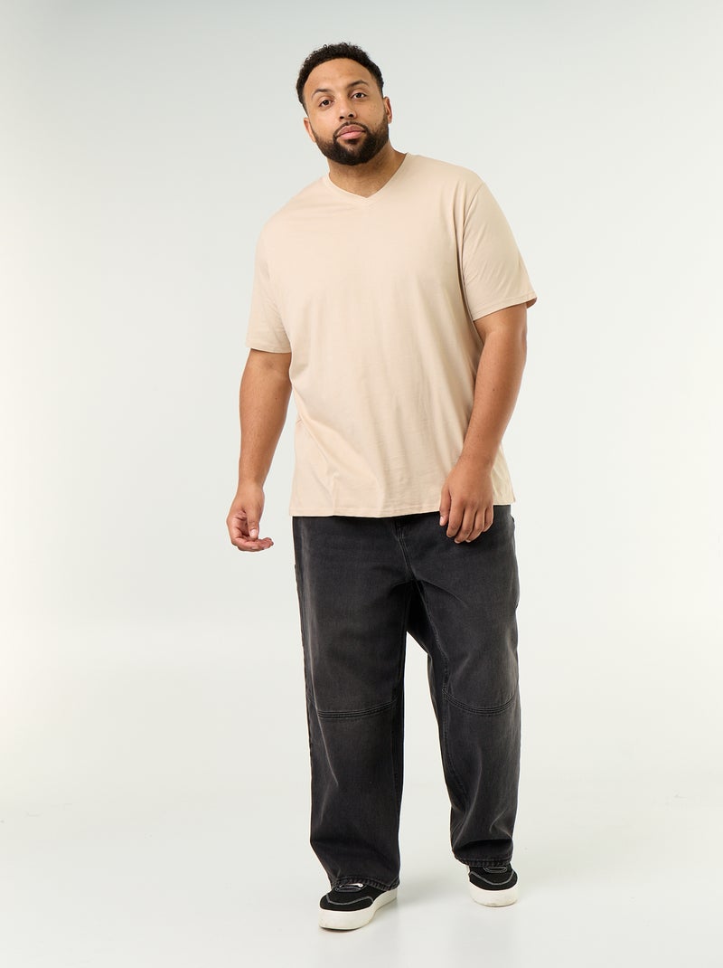 T-shirt de jérsei com decote em V Bege - Kiabi