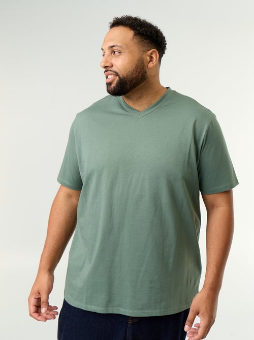 T-shirt de jérsei com decote em V - Kiabi