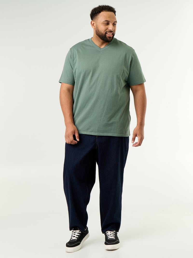 T-shirt de jérsei com decote em V Verde - Kiabi