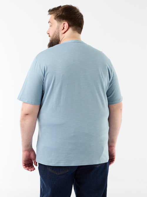 T-shirt de jérsei com gola tunisiana e mangas curtas - Kiabi