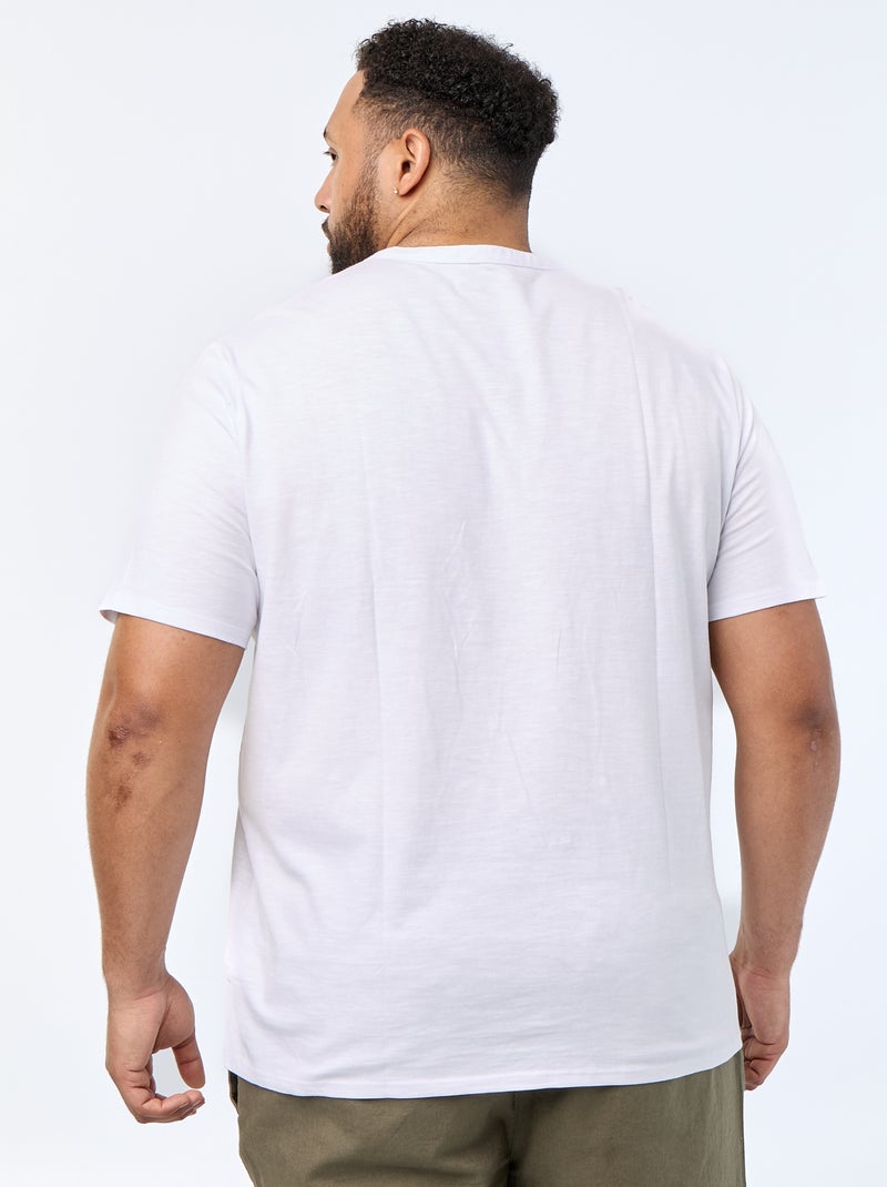 T-shirt de jérsei com gola tunisiana e mangas curtas Branco - Kiabi