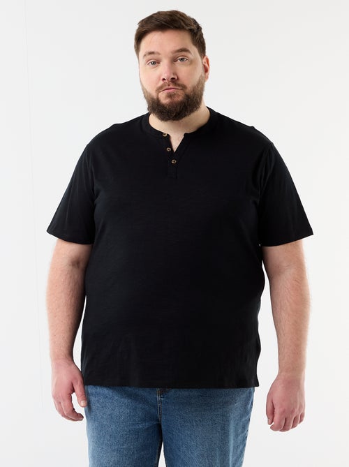 T-shirt de jérsei com gola tunisiana e mangas curtas - Kiabi