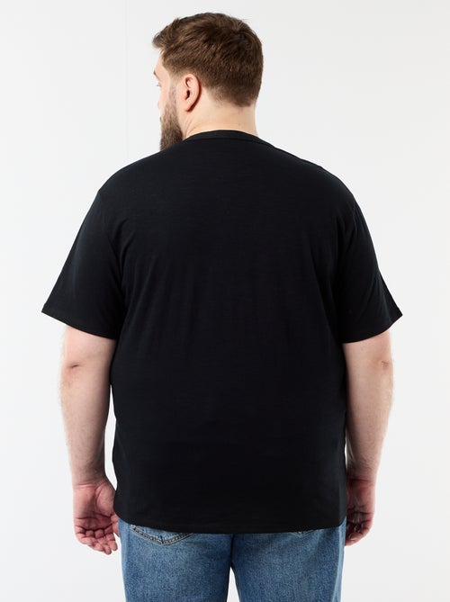 T-shirt de jérsei com gola tunisiana e mangas curtas - Kiabi