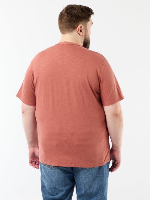 T-shirt de jérsei com gola tunisiana e mangas curtas - Kiabi