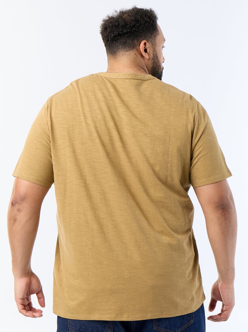 T-shirt de jérsei com gola tunisiana e mangas curtas Verde - Kiabi
