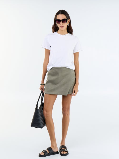 T-shirt de jérsei com tachas na gola e nas mangas - Kiabi