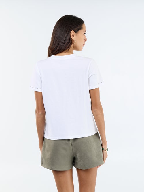 T-shirt de jérsei com tachas na gola e nas mangas - Kiabi