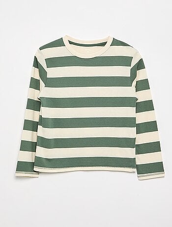 T-shirt de jérsei de manga comprida às riscas