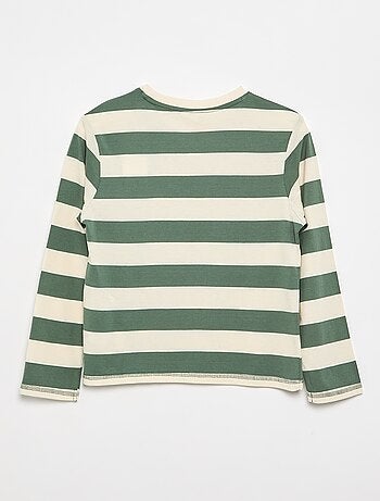 T-shirt de jérsei de manga comprida às riscas