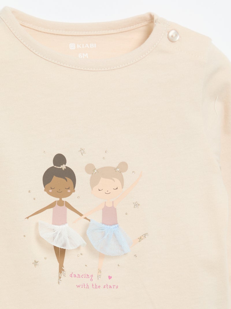 T-shirt de jérsei de manga comprida Bege - Kiabi