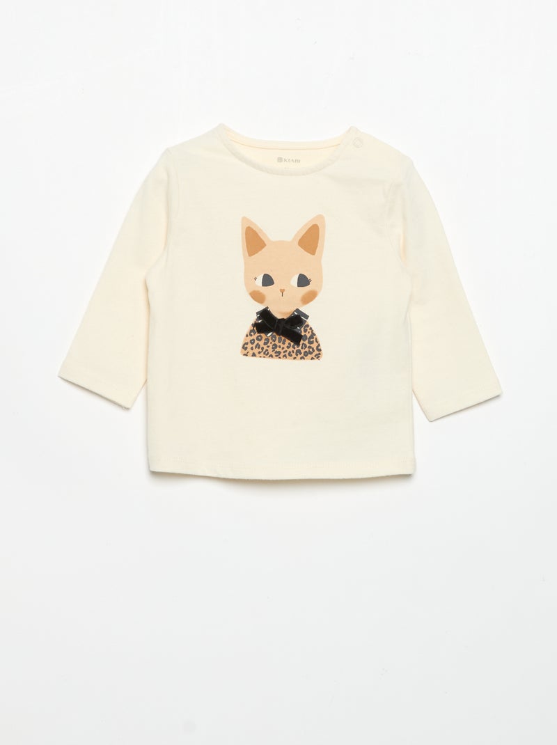 T-shirt de jérsei de manga comprida Branco - Kiabi