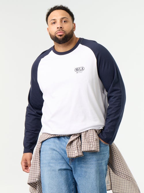 T-shirt de jérsei de manga comprida raglan - Kiabi
