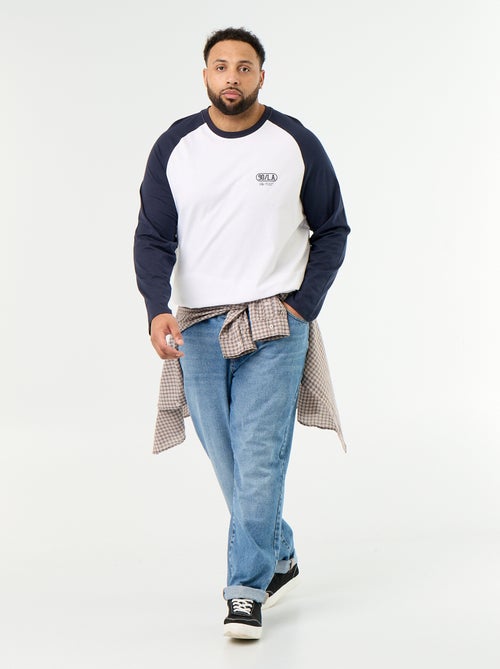 T-shirt de jérsei de manga comprida raglan - Kiabi