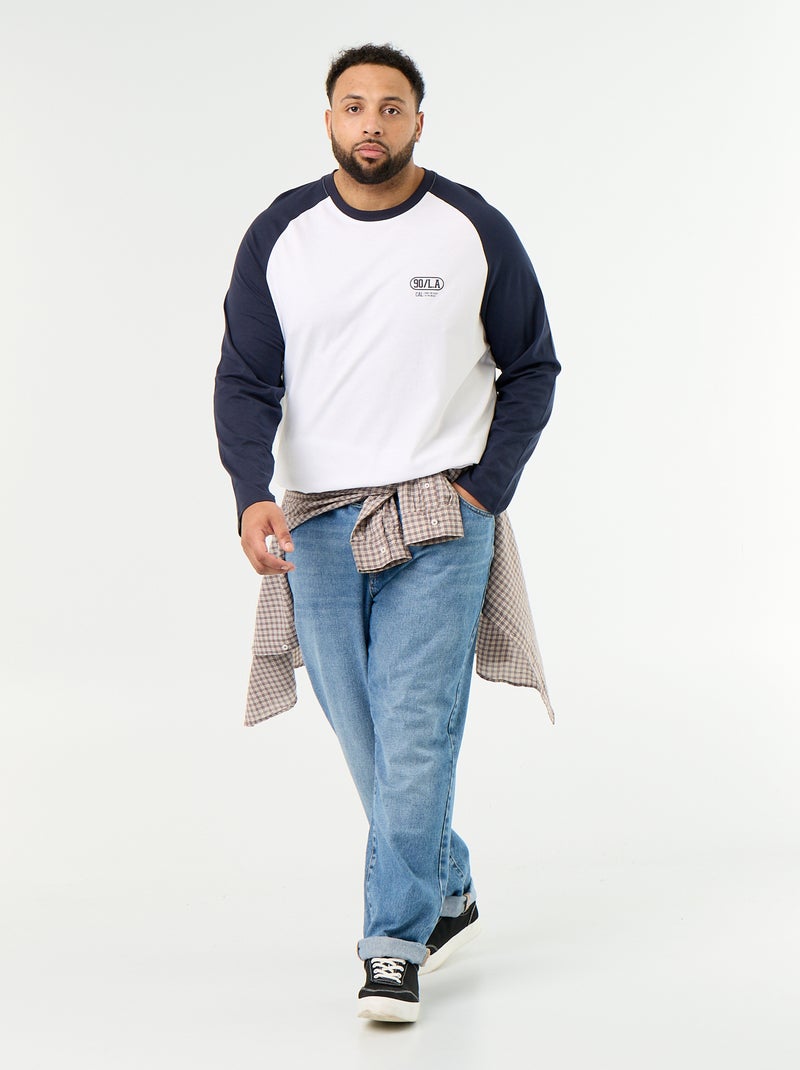 T-shirt de jérsei de manga comprida raglan Azul - Kiabi