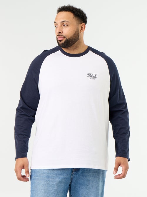 T-shirt de jérsei de manga comprida raglan - Kiabi