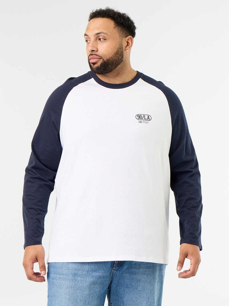T-shirt de jérsei de manga comprida raglan Azul - Kiabi