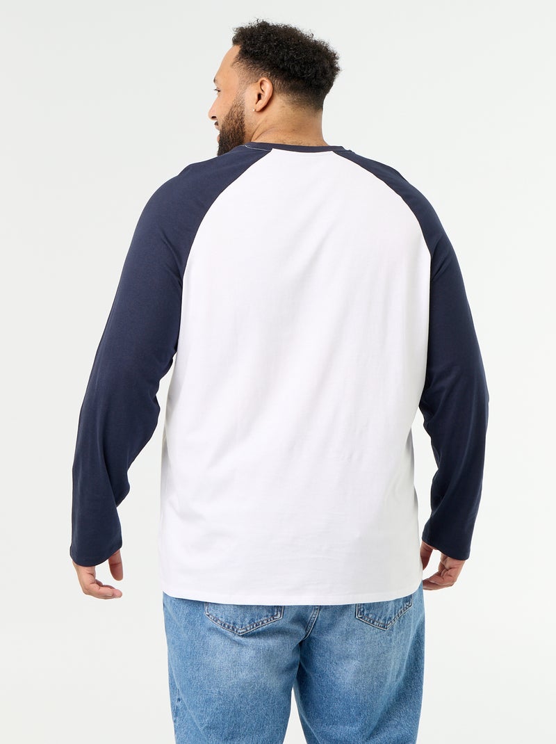 T-shirt de jérsei de manga comprida raglan Azul - Kiabi