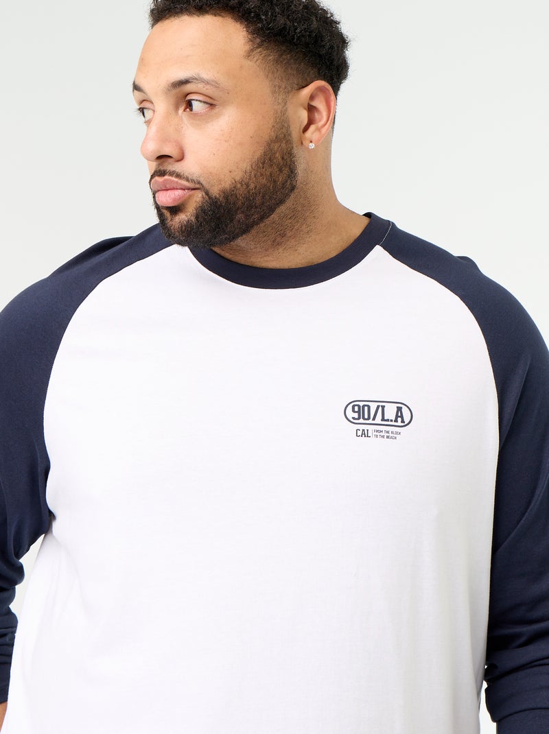 T-shirt de jérsei de manga comprida raglan Azul - Kiabi