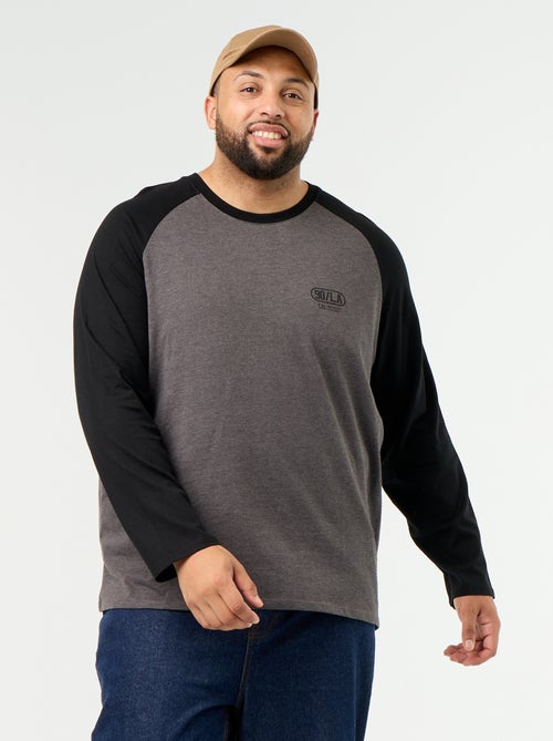 T-shirt de jérsei de manga comprida raglan - Kiabi