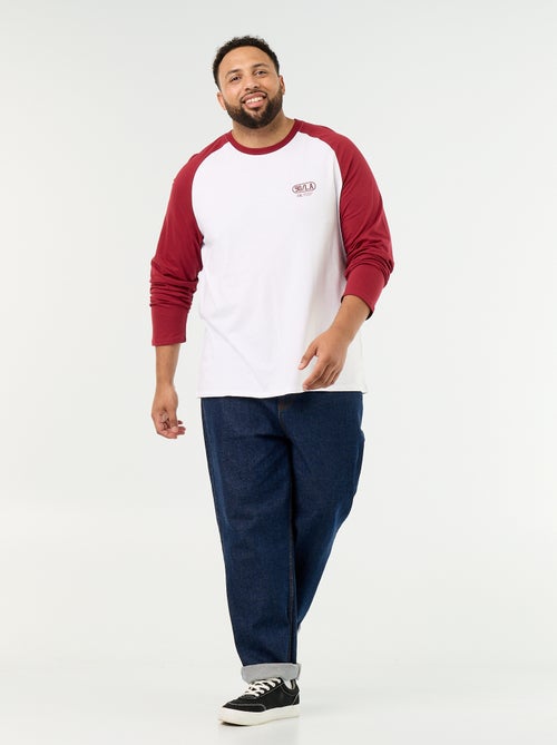T-shirt de jérsei de manga comprida raglan - Kiabi
