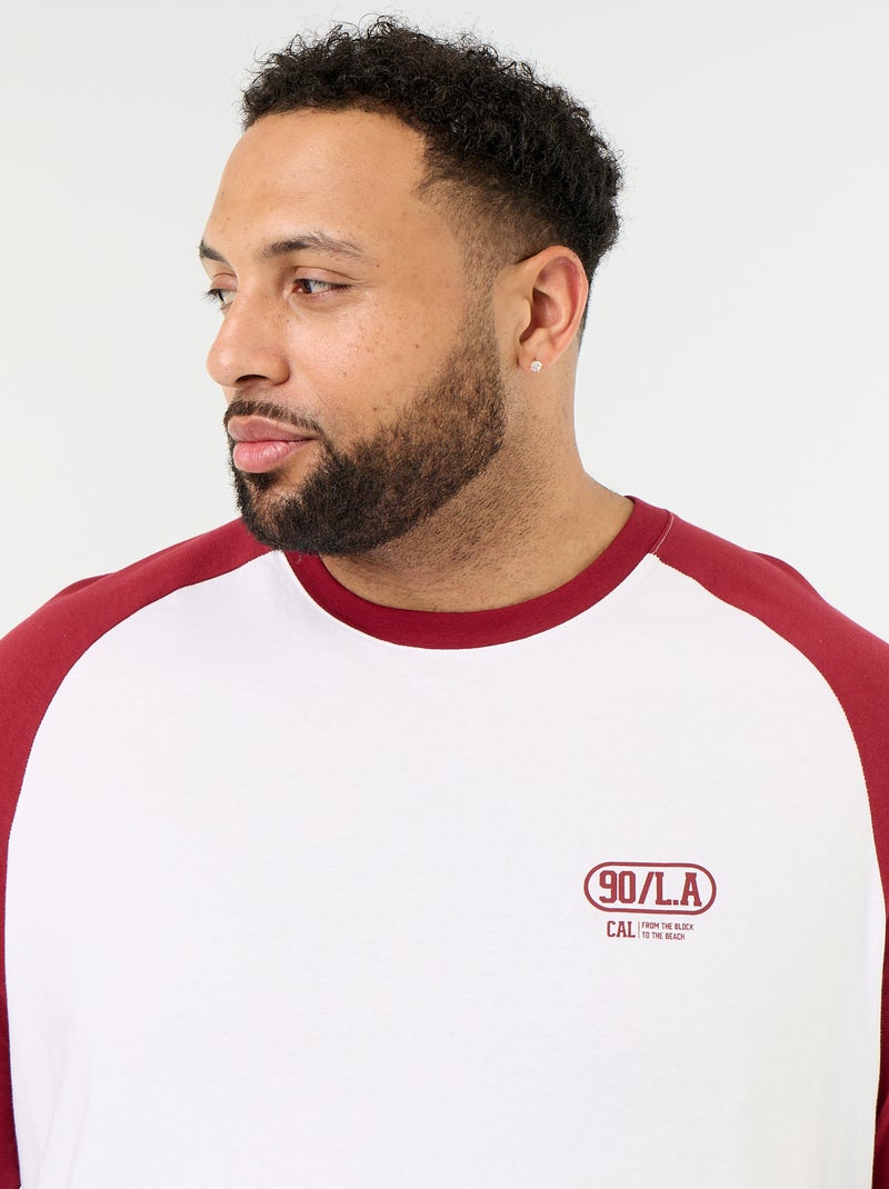 T-shirt de jérsei de manga comprida raglan Vermelho - Kiabi