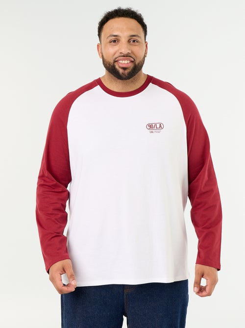 T-shirt de jérsei de manga comprida raglan - Kiabi