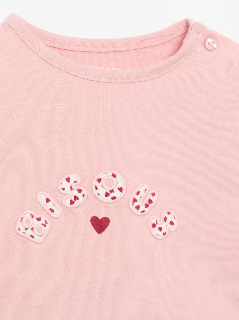 T-shirt de jérsei de manga comprida Rosa - Kiabi