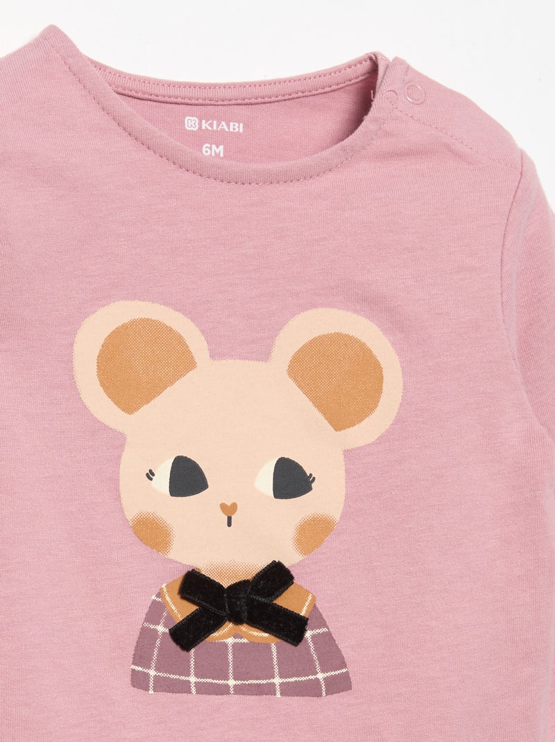 T-shirt de jérsei de manga comprida Violeta - Kiabi