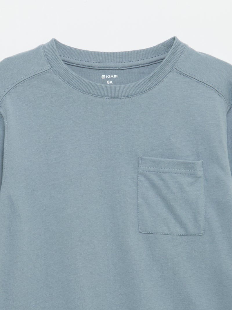 T-shirt de jérsei de mangas compridas Azul - Kiabi